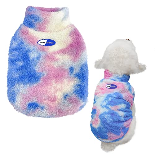 MESHEEN Rollkragen aus Plüsch mit Batikfärbung für Hunde und Katzen gegen kaltes Wetter (Medium, Blauviolett) von MESHEEN