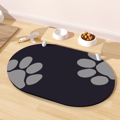 METEOROCK Napfunterlage Hund, Saugfähige Hundenapf Unterlage, 20''x12'' rutschfeste Futtermatte Hund, Leicht zu Reinigende Unterlage Hundenapf mit 100% Gummisohle von METEOROCK
