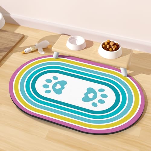 METEOROCK Saugfähige Napfunterlage für Hunde und Katzen, 24''x16'' rutschfeste Napfunterlage Katzen mit 100% Gummisohle, Leicht zu Reinigende Hundenapf Unterlage von METEOROCK