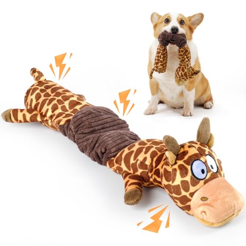 MEWMINGLE 2-in-1 Quietschendes Hundespielzeug zum Kauen (Quietsch- & Knisterpapier), langlebiges interaktives Welpen-Plüsch-Kauspielzeug für Langeweile, kleine, mittelgroße und große Rasse(Giraffe) MEWMINGLE 2-in-1 Quietschendes Hundespielzeug zum Kauen (Quietsch- & Knisterpapier), langlebiges interaktives Welpen-Plüsch-Kauspielzeug für Langeweile, kleine, mittelgroße und große Rasse(Giraffe) von MEWMINGLE