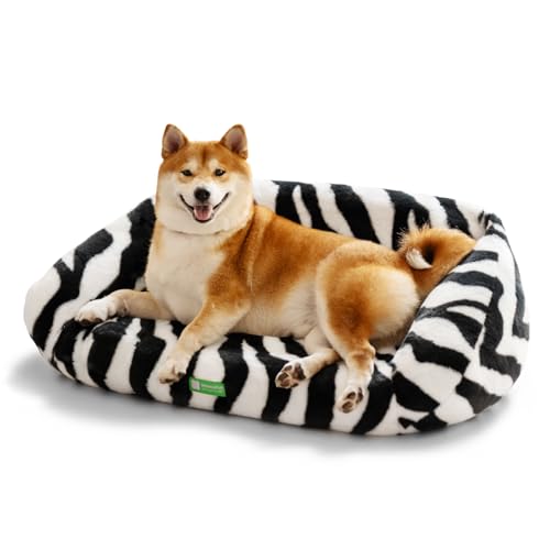 Hundesofa Bett Hundesofa - 35,5 x 23,6 Zoll flauschig weiche Hundebetten & Sofas für Hunde und Katzen, große Katzensofas warme Umgebung Haustiersofa (Schwarz & Weiß) von MEWOOFUN