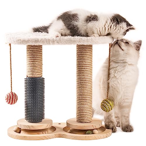 MEWOOFUN 2-lagiges Drehbares Kitten Spielzeug Katzenspielzeug Selbstbeschäftigung - Katzenspielzeug Roller für Indoor-Katzen mit natürlichem Sisal-Kratzer Katzen-Selbstpfleger, weiß von MEWOOFUN