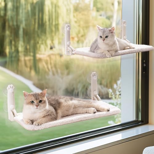 MEWOOFUN 2PCS Katzen fensterhängematte – faltbares Katzen fensterbett mit wendbarer Matte, stabile Katzenhängematte hält bis zu 18kg, 54x30cm beige MEWOOFUN 2PCS Katzen fensterhängematte – faltbares Katzen fensterbett mit wendbarer Matte, stabile Katzenhängematte hält bis zu 18kg, 54x30cm beige von MEWOOFUN