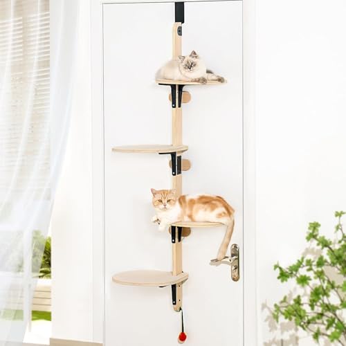 MEWOOFUN 4-stufiges vielseitiges Holz Katzen Kletter Tür montiert, Klettergerüst für Katzen - Stabiles Klettermöbel mit Teppichboden für Innenkatzen, 166cm x 64.5cm x 30cm MEWOOFUN 4-stufiges vielseitiges Holz Katzen Kletter Tür montiert, Klettergerüst für Katzen - Stabiles Klettermöbel mit Teppichboden für Innenkatzen, 166cm x 64.5cm x 30cm von MEWOOFUN