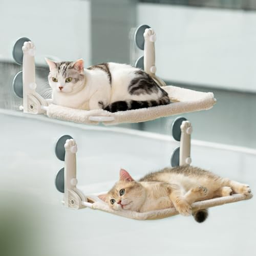 MEWOOFUN Katzen Hängematte Fenster 54x30cm katzenbett Fenster Wendbare Matte - Katzen Fensterliege mit Aktualisierung stark Saugnäpfe bis zu 18kg (Beige, Doppelt) MEWOOFUN Katzen Hängematte Fenster 54x30cm katzenbett Fenster Wendbare Matte - Katzen Fensterliege mit Aktualisierung stark Saugnäpfe bis zu 18kg (Beige, Doppelt) von MEWOOFUN
