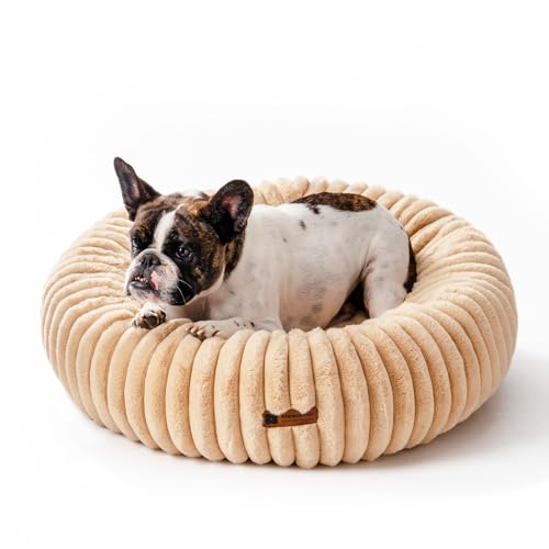 MEWOOFUN Hundebett Grosse Mittelgroße Hunde waschbares, 76x76cm Donut Hundebett mit Rutschfester Unterseite, Hundebetten Großes Katzenbett Flauschig Beruhigendes Anti-Angst, Kamel von MEWOOFUN