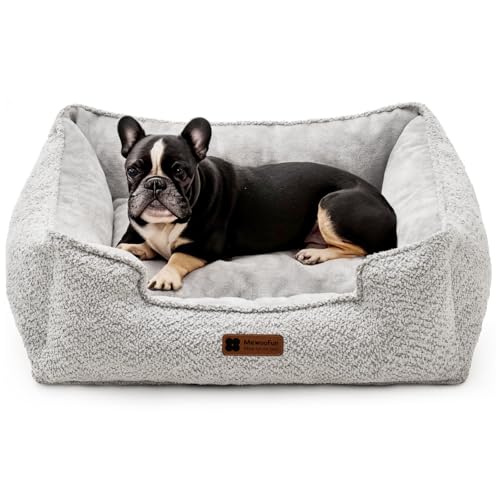 MEWOOFUN Kleines Hundebett, waschbares Hundebett mit abnehmbarem Bezug, wasserdichtes Welpenbett, Kätzchenbett mit rutschfester Unterseite (65,6 x 19,7 x 20,9 cm, Grau) von MEWOOFUN