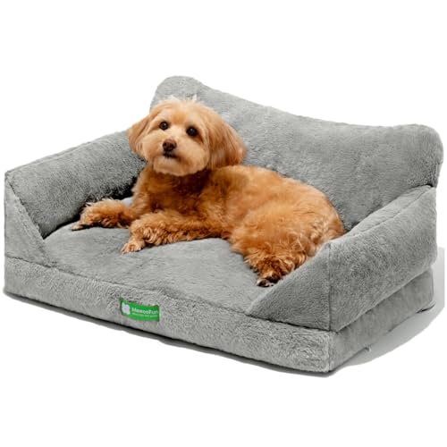 MEWOOFUN Katzen Sofa Katzenbett für Wohnungskatzen, Niedlich Kätzchen Bett Haustiersofa mit abnehmbarem, waschbarem Bezug und Rutschfester Unterseite für kleine Hunde (Grau, M) von MEWOOFUN