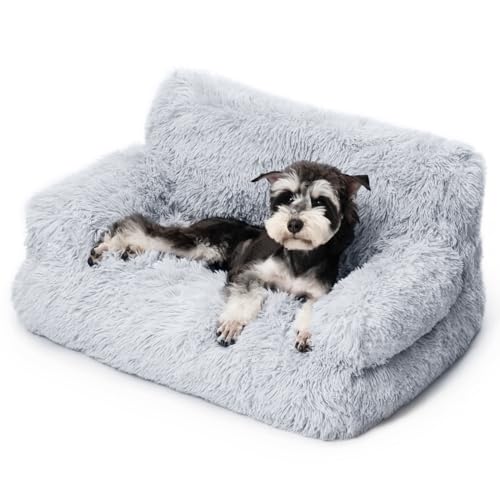 MEWOOFUN stilvoll katzenbett katzensofa flauschig - 76x45cm katzenbett große Katzen Plush katzencouch für kleine Hunde und Katzen Abnehmbar und waschbar (grau) von MEWOOFUN