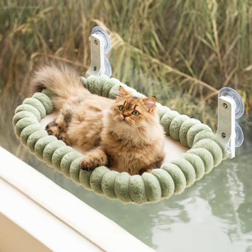 MEWOOFUN Plüsch Katzen hängematte Fenster mit abnehmbarem wendbarem Bezug – weicher Katzen fensterliege mit verdicktem Stahlrahmen, katzenbett Fenster mit 4 Saugnäpfen Stabiler Halt bis 18kg, Grün MEWOOFUN Plüsch Katzen hängematte Fenster mit abnehmbarem wendbarem Bezug – weicher Katzen fensterliege mit verdicktem Stahlrahmen, katzenbett Fenster mit 4 Saugnäpfen Stabiler Halt bis 18kg, Grün von MEWOOFUN