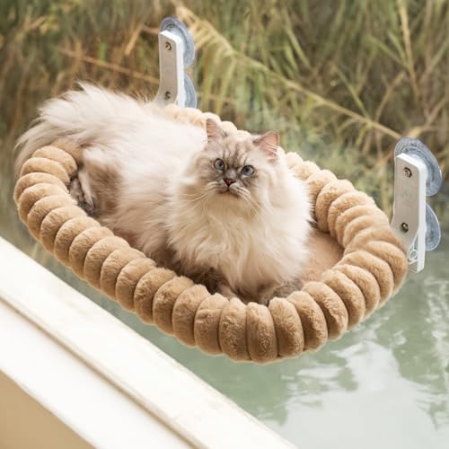MEWOOFUN Plüsch Katzen hängematte Fenster mit abnehmbarem wendbarem Bezug – weicher Katzen fensterliege mit verdicktem Stahlrahmen, katzenbett Fenster mit 4 Saugnäpfen Stabiler Halt bis 18kg, Kamel MEWOOFUN Plüsch Katzen hängematte Fenster mit abnehmbarem wendbarem Bezug – weicher Katzen fensterliege mit verdicktem Stahlrahmen, katzenbett Fenster mit 4 Saugnäpfen Stabiler Halt bis 18kg, Kamel von MEWOOFUN