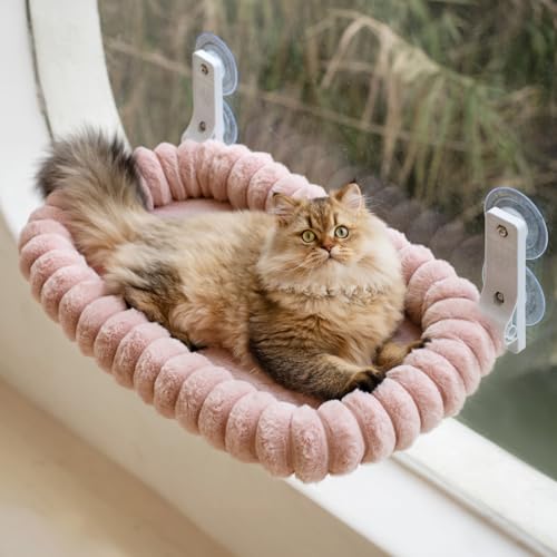 MEWOOFUN Plüsch Katzen hängematte Fenster mit abnehmbarem wendbarem Bezug – weicher Katzen fensterliege mit verdicktem Stahlrahmen, katzenbett Fenster mit 4 Saugnäpfen Stabiler Halt bis 18kg, Rosa MEWOOFUN Plüsch Katzen hängematte Fenster mit abnehmbarem wendbarem Bezug – weicher Katzen fensterliege mit verdicktem Stahlrahmen, katzenbett Fenster mit 4 Saugnäpfen Stabiler Halt bis 18kg, Rosa von MEWOOFUN