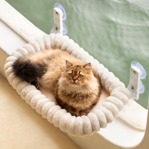 MEWOOFUN Plüsch Katzen hängematte Fenster mit abnehmbarem wendbarem Bezug – weicher Katzen fensterliege mit verdicktem Stahlrahmen, katzenbett Fenster mit 4 Saugnäpfen Stabiler Halt bis 18kg, Weiß MEWOOFUN Plüsch Katzen hängematte Fenster mit abnehmbarem wendbarem Bezug – weicher Katzen fensterliege mit verdicktem Stahlrahmen, katzenbett Fenster mit 4 Saugnäpfen Stabiler Halt bis 18kg, Weiß von MEWOOFUN