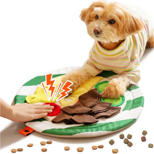 MEWOOFUN Schnüffelmatte für Hunde, Pizza Hund Schnüffelspielzeug für natürliche Futtersuchfähigkeiten, Frisbee Puzzle Hundespielzeug für Outdoor-Spiele, Langlebiges Hundeanreicherungsspielzeug für von MEWOOFUN