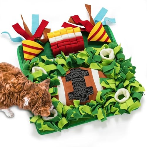 MEWOOFUN Schnüffelmatte für kleine und mittelgroße Hunde, Fußball-Thema, Schnüffelmatte für Langeweile – interaktive Schnüffelmatte für Hunde/Katzen, langsames Fressen, Futtersuche und von MEWOOFUN