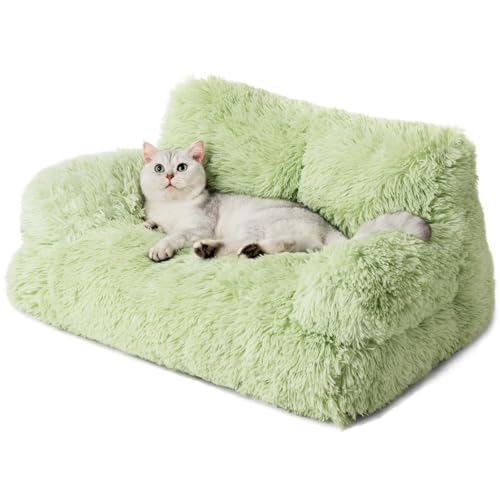 MEWOOFUN stilvoll katzenbett katzensofa flauschig - 76x45cm katzenbett große Katzen Plush katzencouch für kleine Hunde und Katzen Abnehmbar und waschbar (grün) von MEWOOFUN