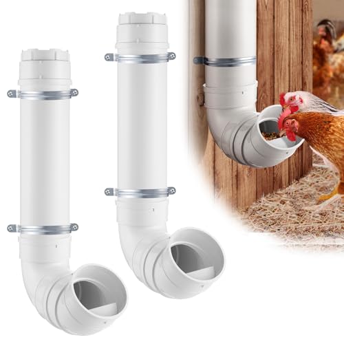 Automatischer Hühner-Futterspender ohne Abfall – 5,9 kg große Kapazität, robustes PVC-Rohr, hängende Hühner-Futterstation, Geflügel-Futterstation für lange Hühner, 2 Stück Automatischer Hühner-Futterspender ohne Abfall – 5,9 kg große Kapazität, robustes PVC-Rohr, hängende Hühner-Futterstation, Geflügel-Futterstation für lange Hühner, 2 Stück von MEWTOGO