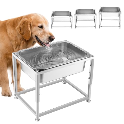 Erhöhter Wassernapf für Hunde, 3 Liter, höhenverstellbar, Edelstahl, erhöhter Hundenapf mit Ständer für große Hunde, Entlastung des Gelenkdrucks, leicht zu reinigen, Montage für drinnen und draußen Erhöhter Wassernapf für Hunde, 3 Liter, höhenverstellbar, Edelstahl, erhöhter Hundenapf mit Ständer für große Hunde, Entlastung des Gelenkdrucks, leicht zu reinigen, Montage für drinnen und draußen von MEWTOGO