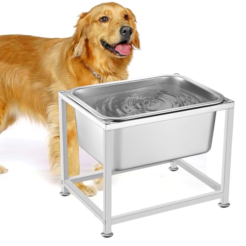 Erhöhter Wassernapf für Hunde, stabiler Edelstahl, erhöhter Hundenapf mit Ständer für extra große Hunde, Entlastung des Gelenkdrucks, leicht zu reinigen, Montage für drinnen und draußen Erhöhter Wassernapf für Hunde, stabiler Edelstahl, erhöhter Hundenapf mit Ständer für extra große Hunde, Entlastung des Gelenkdrucks, leicht zu reinigen, Montage für drinnen und draußen von MEWTOGO