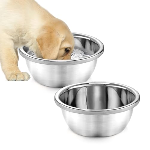 Hundenäpfe für kleine und mittelgroße Hunde, lebensmittelechter Edelstahl, leicht zu reinigende Futternäpfe für drinnen und draußen, 2 Stück von MEWTOGO