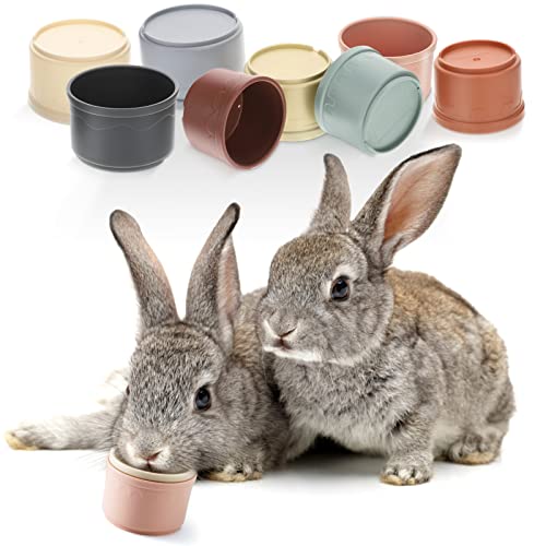 MEWTOGO 8 Stück stapelbare Becher für Kaninchen – mehrfarbiges, wiederverwendbares Hasenspielzeug in verschiedenen Größen, Hasen, zum Verstecken von Essen und Spielen von MEWTOGO