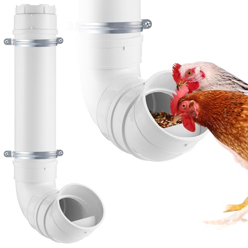 MEWTOGO Automatischer Hühner-Futterspender ohne Abfall – 3 kg Kapazität, Robustes PVC-Rohr, Hühnerstall-Futterstation, Geflügel-Schwerkraft-Futteranschluss für Hühnerstall für Lange Fütterung MEWTOGO Automatischer Hühner-Futterspender ohne Abfall – 3 kg Kapazität, Robustes PVC-Rohr, Hühnerstall-Futterstation, Geflügel-Schwerkraft-Futteranschluss für Hühnerstall für Lange Fütterung von MEWTOGO