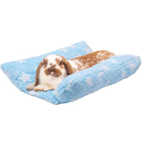 MEWTOGO Kaninchenbett, 40 x 35,6 cm, verdicktes, weiches Kaninchenbett, Kuschelkissen, Plüschmatte mit Baumwollliegen, Kissen für Käfig, Schlafen, Innenbereich, Hasen-Geschenke, Hellblauer Stern MEWTOGO Kaninchenbett, 40 x 35,6 cm, verdicktes, weiches Kaninchenbett, Kuschelkissen, Plüschmatte mit Baumwollliegen, Kissen für Käfig, Schlafen, Innenbereich, Hasen-Geschenke, Hellblauer Stern von MEWTOGO