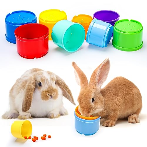 MEWTOGO Stapelbecher für Kaninchen – sicheres, wiederverwendbares Hasenspielzeug in verschiedenen Größen, langlebig, regenbogenfarben, Nesting-Spielzeug für kleine Tiere, Kaninchen, Verstecken von von MEWTOGO
