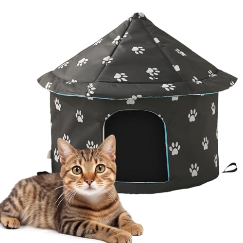 Katzenhaus Für Draußen, Katzenhaus Für Draußen Winterfest, M Winter Warm Katzenhaus, Durchmesser 40, Höhe 41 Winterfest Wasserdicht Katzenhöhle Geeignet Für Katzen Und Hunde Unter 15 Pfund von MEYAGOT