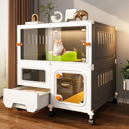 Katzenzwinger Gehege Innen mit Katzentoilette, geschlossener Katzenlaufstall mit transparenter Katzentür, große Katzenzwinger, Innen-Katzenlaufstall for Kleintiere Katzenzwinger Gehege Innen mit Katzentoilette, geschlossener Katzenlaufstall mit transparenter Katzentür, große Katzenzwinger, Innen-Katzenlaufstall for Kleintiere von MEYINGOU