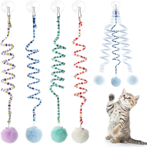MEZOKUCEL 4 Stück Katzenspielzeug mit Farbverlauf Frühling, Hängende Tür, Interaktives Spielzeug für Katzen, Hochwertiger Katzenball von MEZOKUCEL