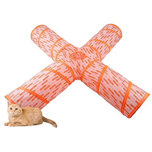 Katzentunnelspielzeug,Katzenspieltunnel | Buchstabendruck Cat Entertainment Katzenzelt mit Vier Kanälen Cat Tunnel Play Tube Spielzeug für Kaninchen Mfjs von MFJS