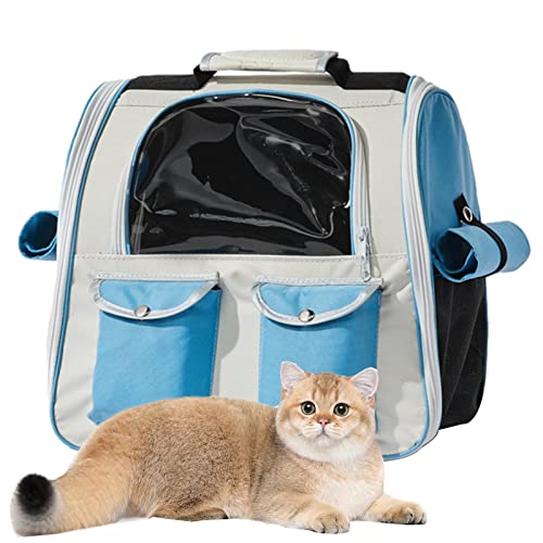MFJS Katzen-Tragetasche, atmungsaktiv, tragbar, mehrere Taschen, für kleine und mittelgroße Hunde, Katzen, Haustiere, Wandern, Camping von MFJS