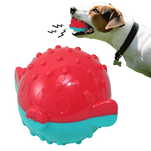 MFJS Quietschende Hundebälle – Zahnreinigungsspielzeugbälle für Hunde, unzerstörbares Hundespielzeug für aggressive Kauer, Ball zur Reinigung der Haustierzähne von MFJS