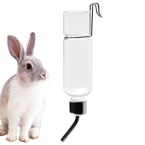 MFJS Wasserflasche Kaninchen | Wasserflaschen mit 350 ml Fassungsvermögen mit Kleiderbügel aus Edelstahl, Tränke für kleine Tiere, zum Aufhängen, einfache Installation, für Meerschweinchen, Hamster, von MFJS