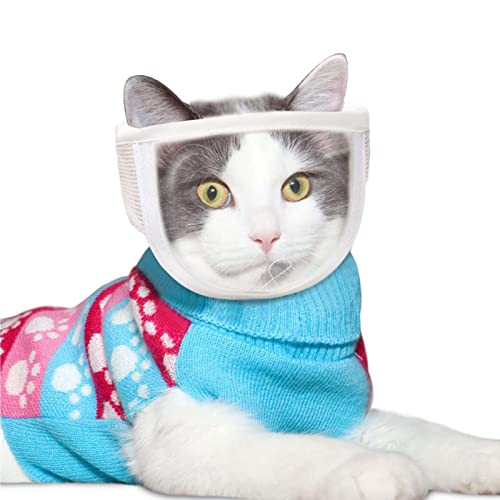 Maulkörbe für Katzen zum Beißen | Katzenmaulkorb transparent atmungsaktiv | Badezubehör für Katzen, Katzenpflege, kratzfeste Gesichtsbedeckung für Kätzchen Mfjs von MFJS