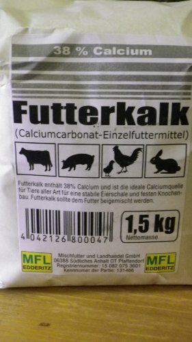 Futterkalk Kalk für alle Haus und Nutztiere mit 38% Calcium Tüte 1,5kg (2 Tüten) von MFL Edderitz
