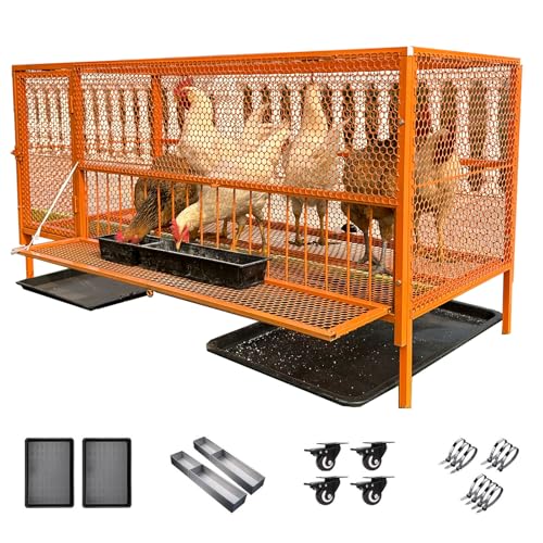 Hühnerstall Groß Verzinktem Stahl Metall Freilaufgehege Hühnerkäfig Kaninchenkäfig Schweres Gewicht mit Zubehör für Kleintierstall Enten(Size:100 * 60 * 73cm,Color:orange) von MFLCBK