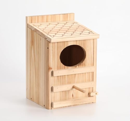 Eulenhaus Kreischeule Nistkasten - Große rechteckige Öffnung Vogelbox mit Befestigungsschrauben und Holzspänen - Vogelhaus aus Holz - Einfache Montage von MFLHWS