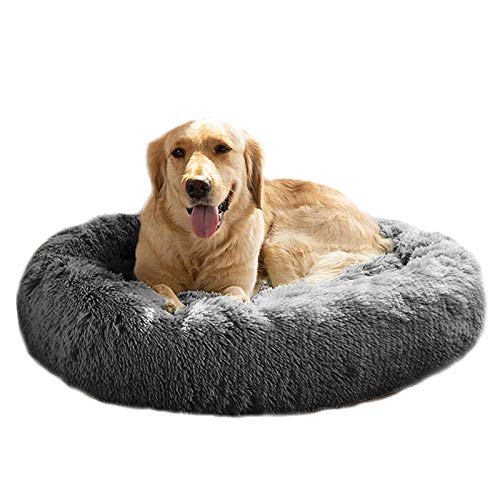 MFOX Beruhigendes Hundebett (L/XL/XXL/XXXL) für mittelgroße und große Hunde Bequemes Haustierbett Kunstfell Donut Cuddler bis 25/35/55/45,4 kg von MFOX