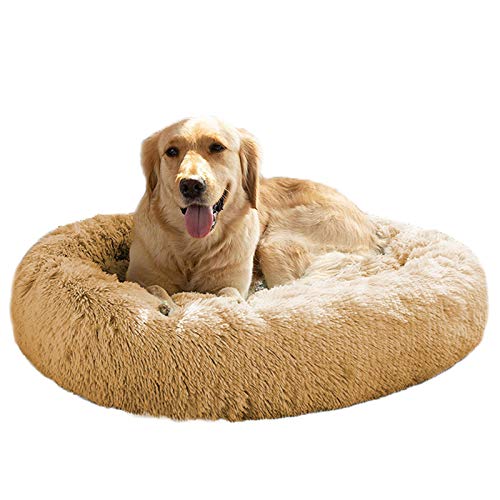 MFOX Beruhigendes Hundebett (L/XL/XXL/XXXL) für mittelgroße und große Hunde Bequemes Haustierbett Kunstfell Donut Cuddler bis 25/35/55/45,4 kg von MFOX