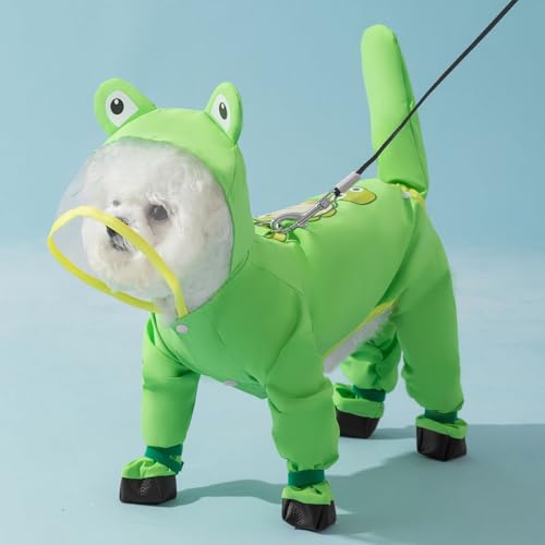 MFYOUPK Hunderegenmantel | Wasserfeste Hundekleidung Mit Kapuze,Schnelltrocknender Ganzkörper-Poncho Für Outdoor Spaziergänge Kaltes Wetter Gewitter von MFYOUPK