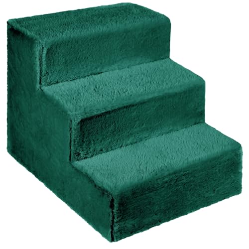 Hundetreppe für kleine Hunde, Höhe 35 cm - Leiter 3 Stufen, gepolstert mit flauschigem Stoff, der Fell imitiert, tragbar - Plattform für Sofa, Bett für Hund, Katze, kleine, ältere Tiere von MG Design