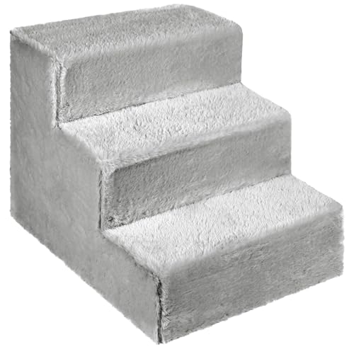 Hundetreppe für kleine Hunde, Höhe 35 cm - Leiter 3 Stufen, gepolstert mit flauschigem Stoff, der Fell imitiert, tragbar - Plattform für Sofa, Bett für Hund, Katze, kleine, ältere Tiere von MG Design