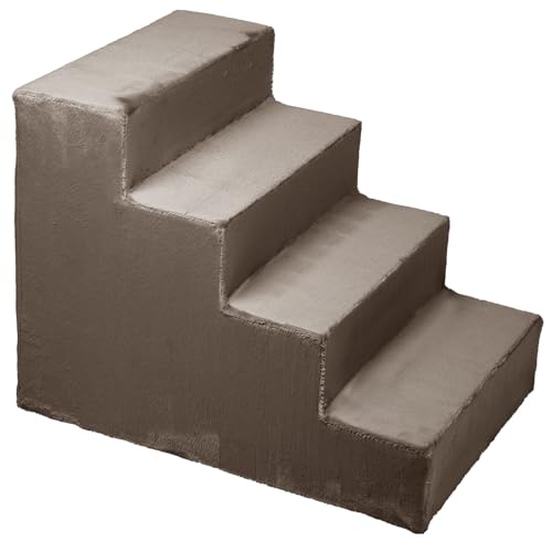 Hundetreppe für kleine Hunde, Höhe 45 cm - Leiter 4 Stufen, gepolstert mit flauschigem Stoff, der Fell imitiert, tragbar - Plattform für Sofa, Bett für Hund, Katze, kleine, ältere Tiere von MG Design