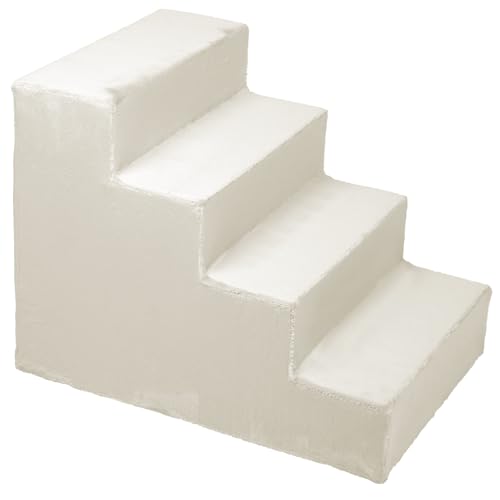 Hundetreppe für kleine Hunde, Höhe 45 cm - Leiter 4 Stufen, gepolstert mit flauschigem Stoff, der Fell imitiert, tragbar - Plattform für Sofa, Bett für Hund, Katze, kleine, ältere Tiere von MG Design