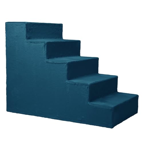Hundetreppe für kleine Hunde, Höhe 56 cm - Leiter 5 Stufen, gepolstert mit flauschigem Stoff, der Fell imitiert, tragbar - Plattform für Sofa, Bett für Hund, Katze, kleine, ältere Tiere von MG Design
