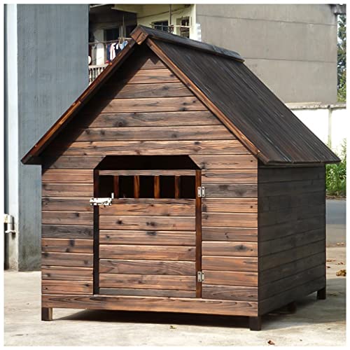 Großes Haustierhaus Aus Holz, Mit Regenschutz, Tür, Fenstern, Regenfester Haustierkäfig Für Den Außenbereich, Hundebox Für Chihuahua, Samojede (S : L) von MGCtech