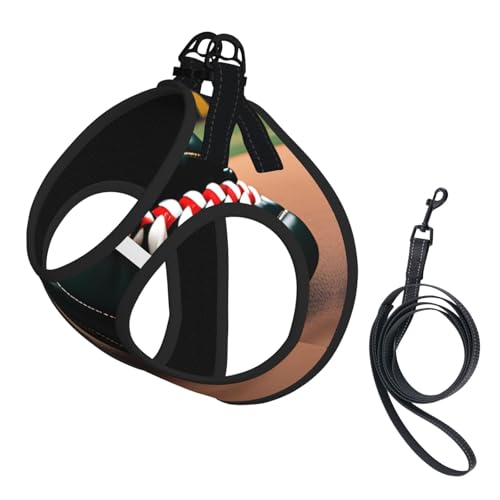 Haustier-Leine, Baseball- und Handschuh-Druck, reflektierend, verstellbar, weiches Netzgewebe, atmungsaktiv für tägliche Spaziergänge von MGGAklp