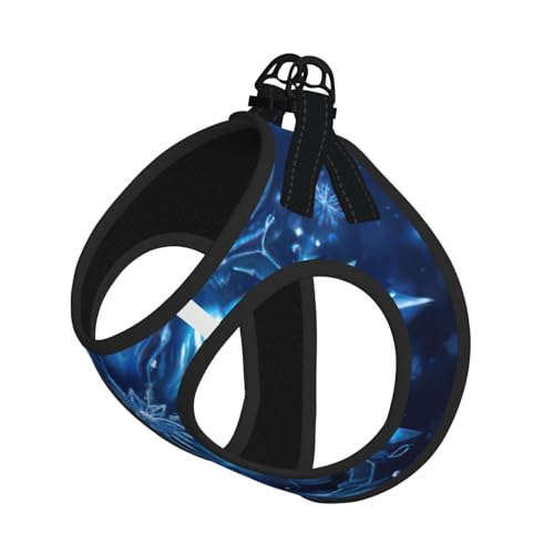 Haustier-Leine, Weihnachts-Schneeflocken-Druck, reflektierend, verstellbar, weiches Netzgewebe, atmungsaktiv, für tägliche Spaziergänge, Blau von MGGAklp